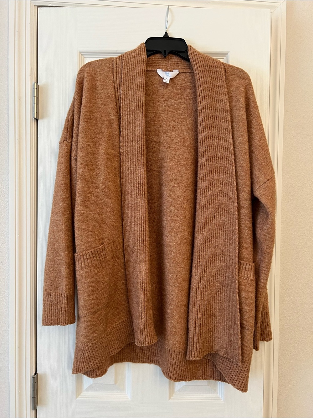 Time and Tru Open-Front Cardigan Sweater - Camel Brown